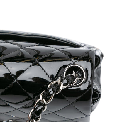 Black Chanel Mini Square Classic Patent Single Flap Crossbody Bag