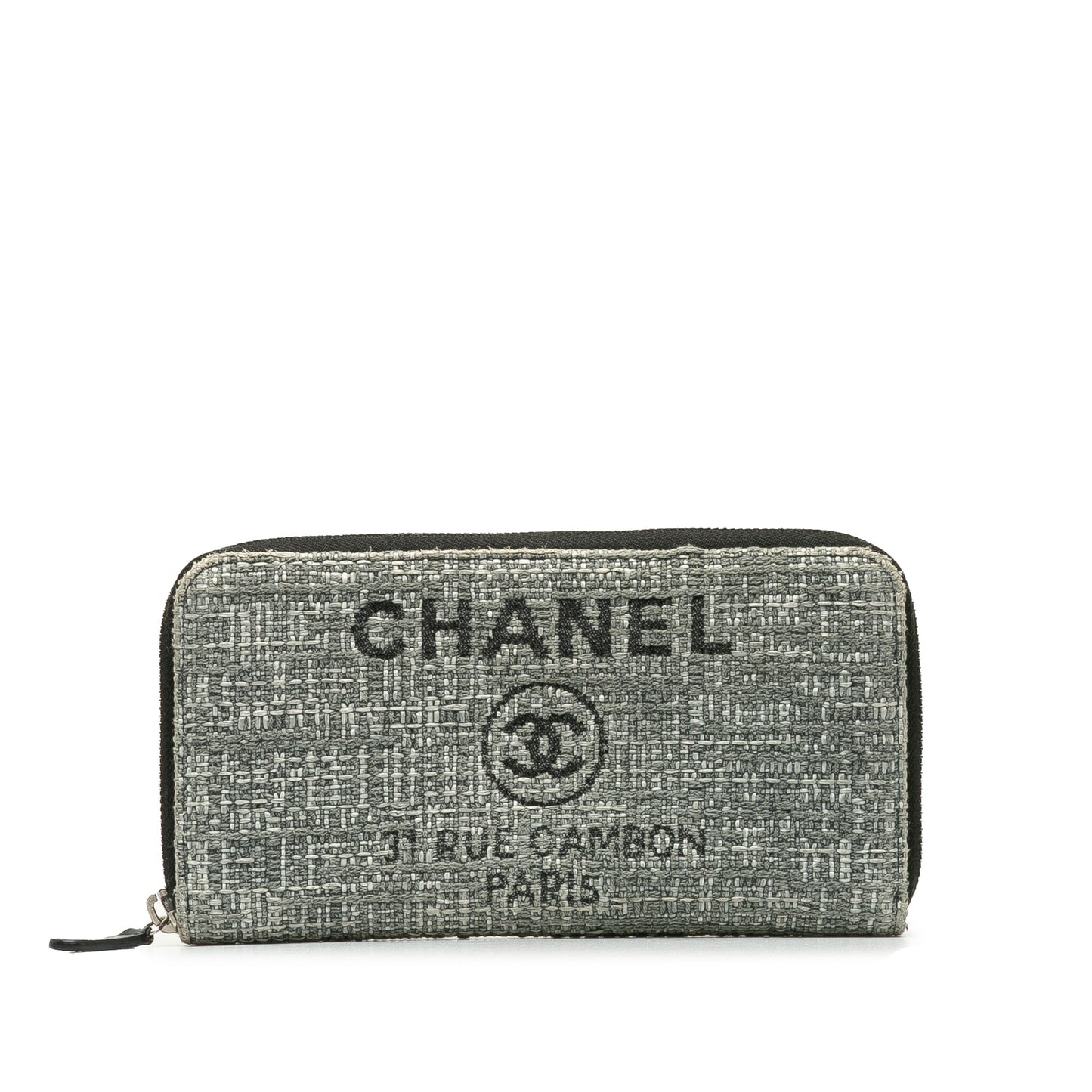 Gray Chanel Tweed Deauville Continental Wallet