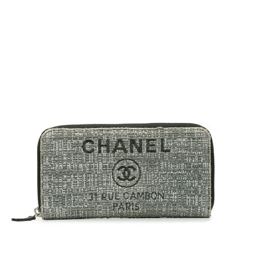 Gray Chanel Tweed Deauville Continental Wallet