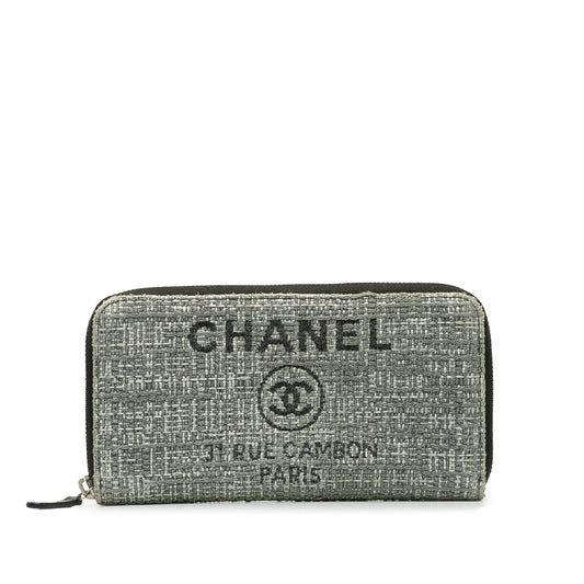 Gray Chanel Tweed Deauville Continental Wallet