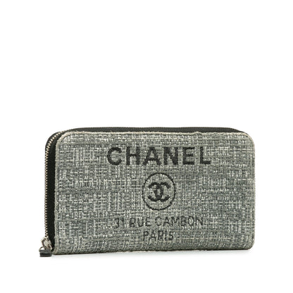 Gray Chanel Tweed Deauville Continental Wallet