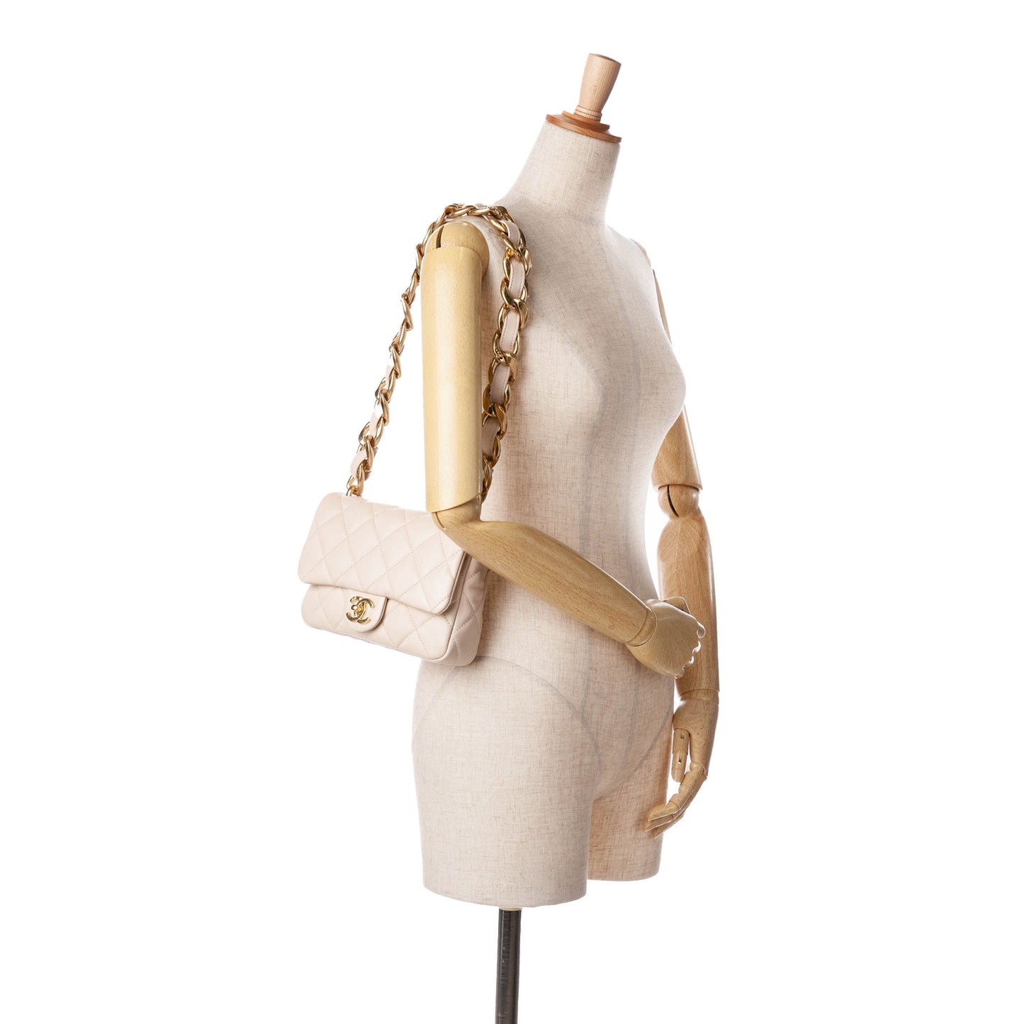 Beige Chanel Small Quilted Lambskin Funky Town Flap Shoulder Bag