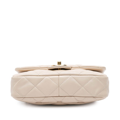 Beige Chanel Small Quilted Lambskin Funky Town Flap Shoulder Bag