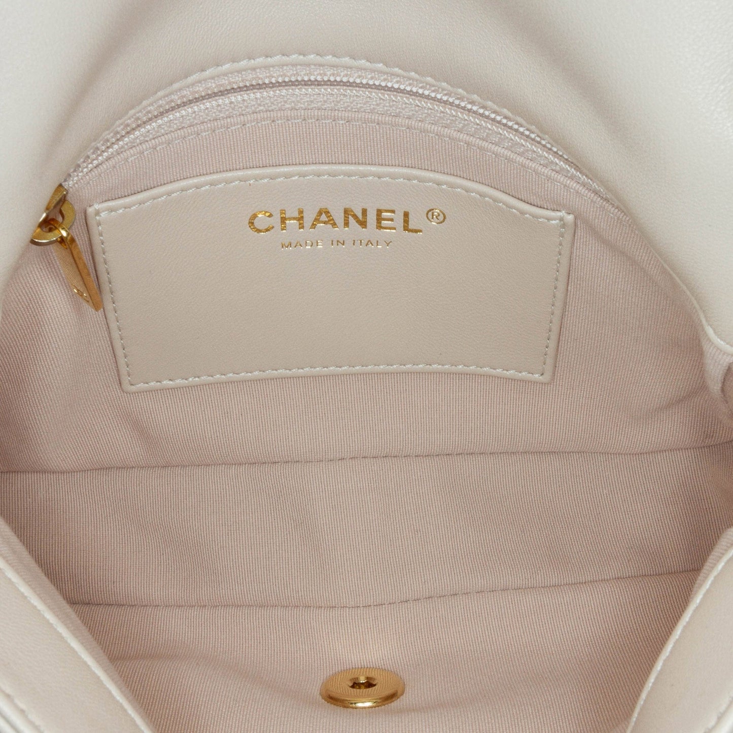 Beige Chanel Small Quilted Lambskin Funky Town Flap Shoulder Bag