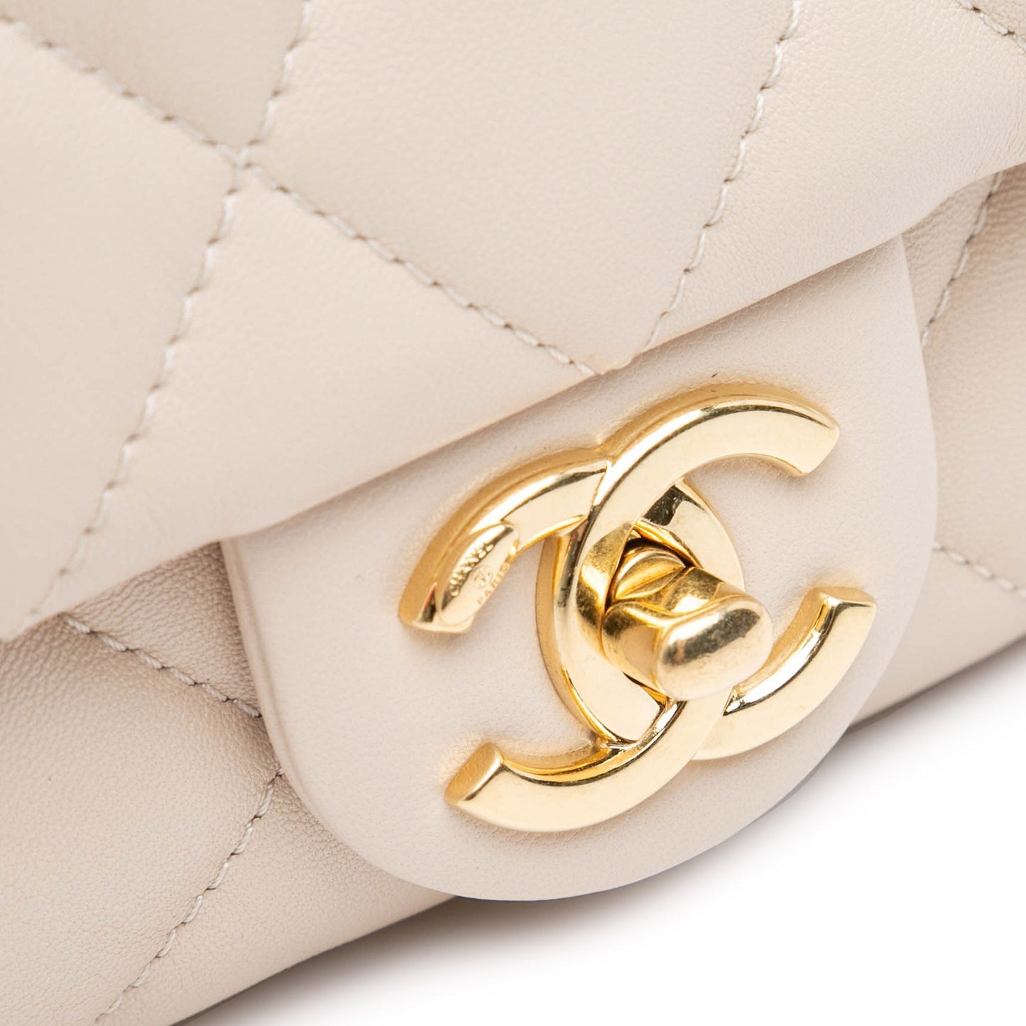 Beige Chanel Small Quilted Lambskin Funky Town Flap Shoulder Bag