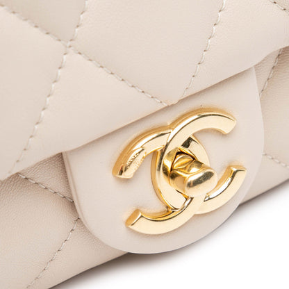 Beige Chanel Small Quilted Lambskin Funky Town Flap Shoulder Bag
