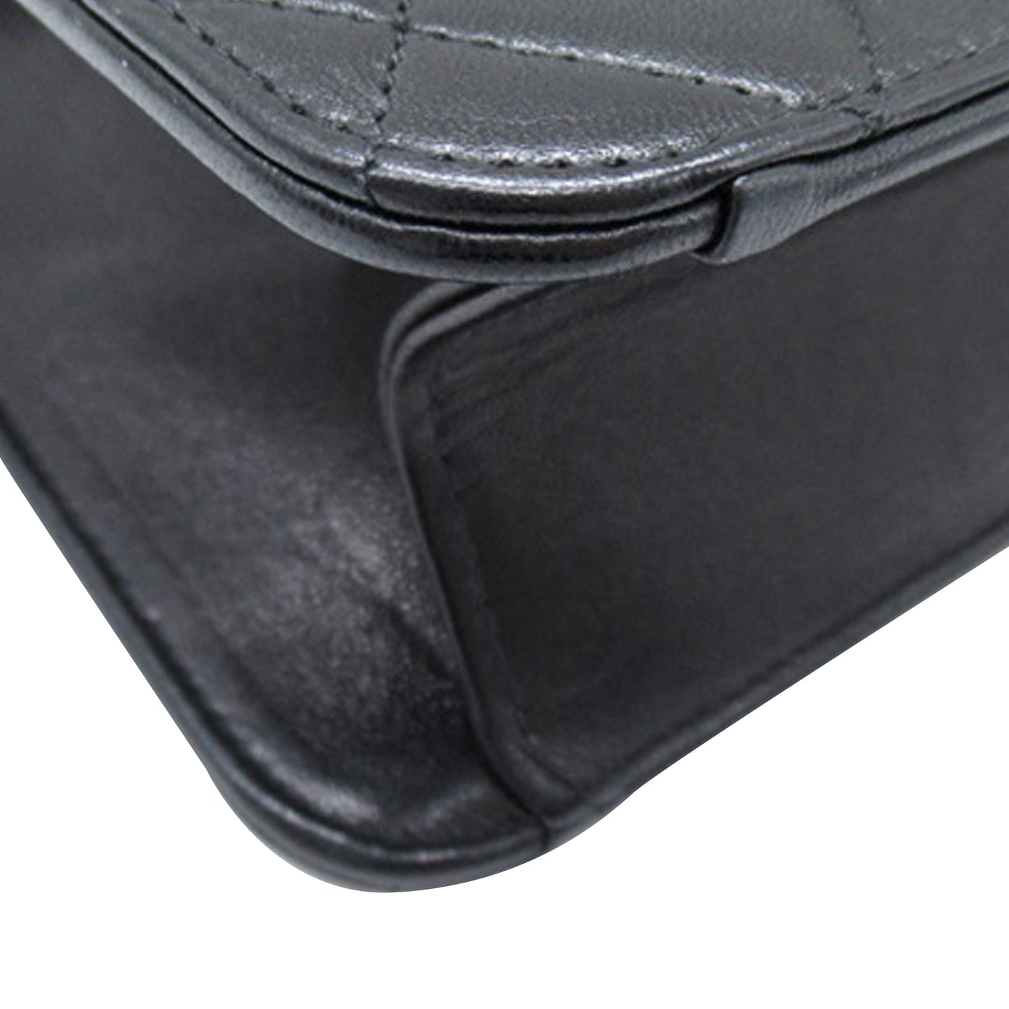 Black Chanel CC Quilted Lambskin Single Flap Crossbody Bag
