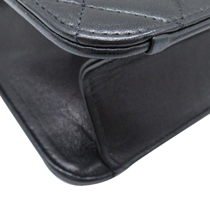 Black Chanel CC Quilted Lambskin Single Flap Crossbody Bag