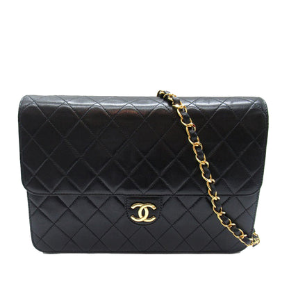 Black Chanel CC Quilted Lambskin Single Flap Crossbody Bag