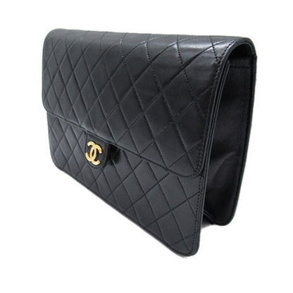 Black Chanel CC Quilted Lambskin Single Flap Crossbody Bag