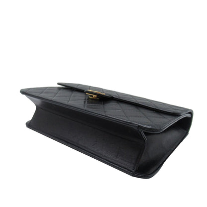 Black Chanel CC Quilted Lambskin Single Flap Crossbody Bag