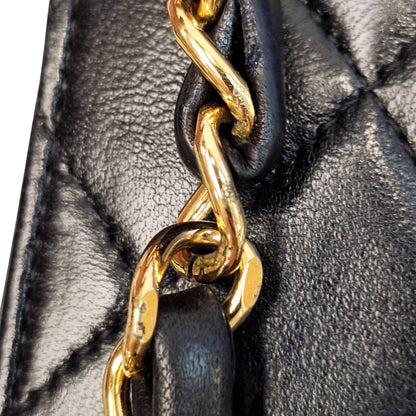 Black Chanel CC Quilted Lambskin Single Flap Crossbody Bag
