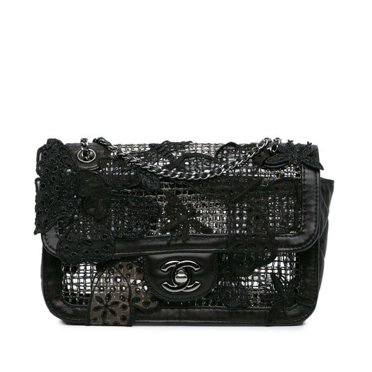 Black Chanel Small Mesh Butterfly Flap Shoulder Bag