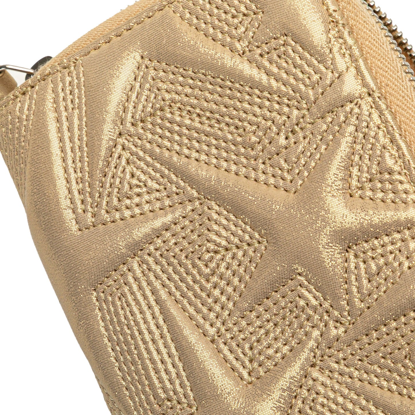 Gold Chanel Medium Metallic Lambskin Star Embossed Zip Around Wallet
