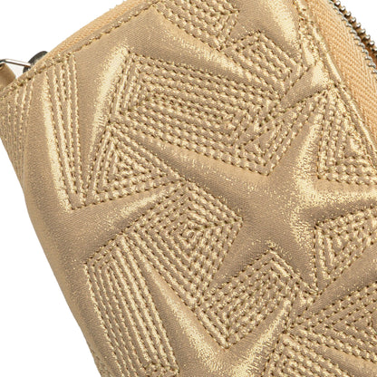 Gold Chanel Medium Metallic Lambskin Star Embossed Zip Around Wallet