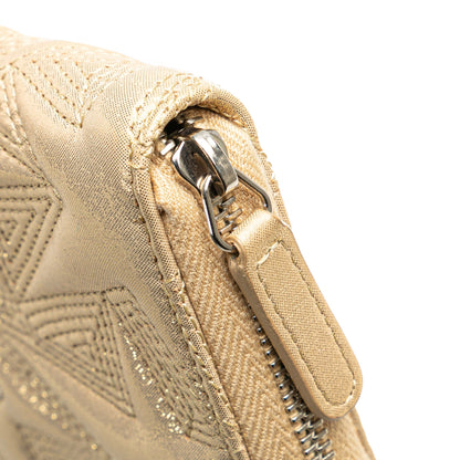 Gold Chanel Medium Metallic Lambskin Star Embossed Zip Around Wallet