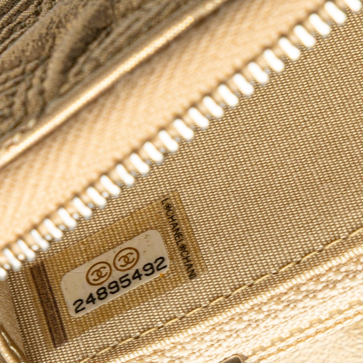 Gold Chanel Medium Metallic Lambskin Star Embossed Zip Around Wallet