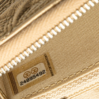 Gold Chanel Medium Metallic Lambskin Star Embossed Zip Around Wallet