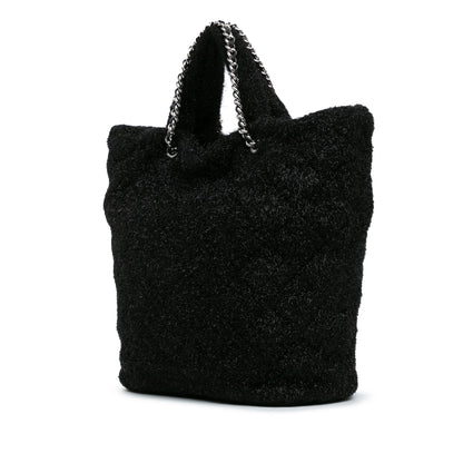 Black Chanel Large Quilted Knit Pluto Glitter Satchel