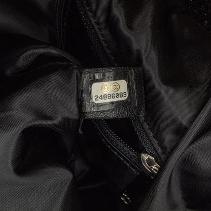 Black Chanel Large Quilted Knit Pluto Glitter Satchel