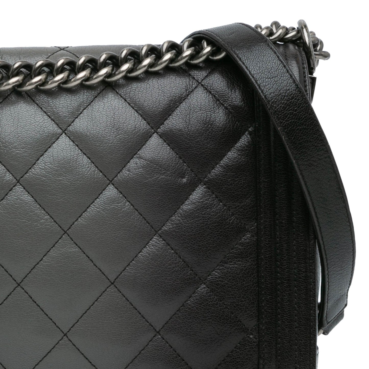 Black Chanel New Medium Quilted Goatskin Ombre Boy Flap Crossbody Bag
