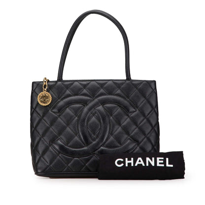Black Chanel Caviar Medallion Tote