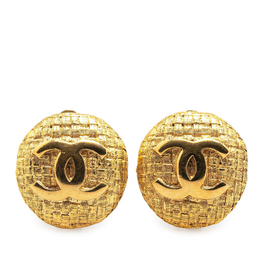 Gold Chanel Gold Plated CC Clip On Earrings