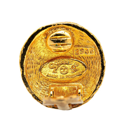 Gold Chanel Gold Plated CC Clip On Earrings