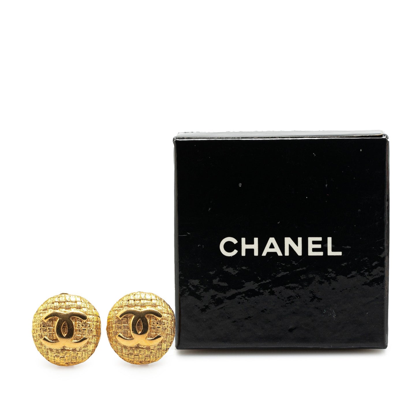 Gold Chanel Gold Plated CC Clip On Earrings