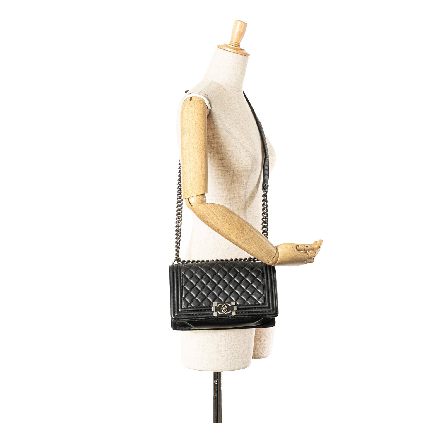 Black Chanel Medium Lambskin Boy Flap Crossbody Bag