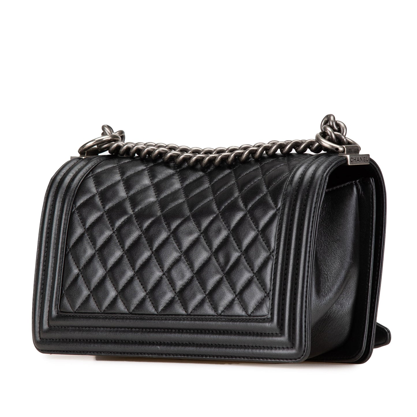 Black Chanel Medium Lambskin Boy Flap Crossbody Bag