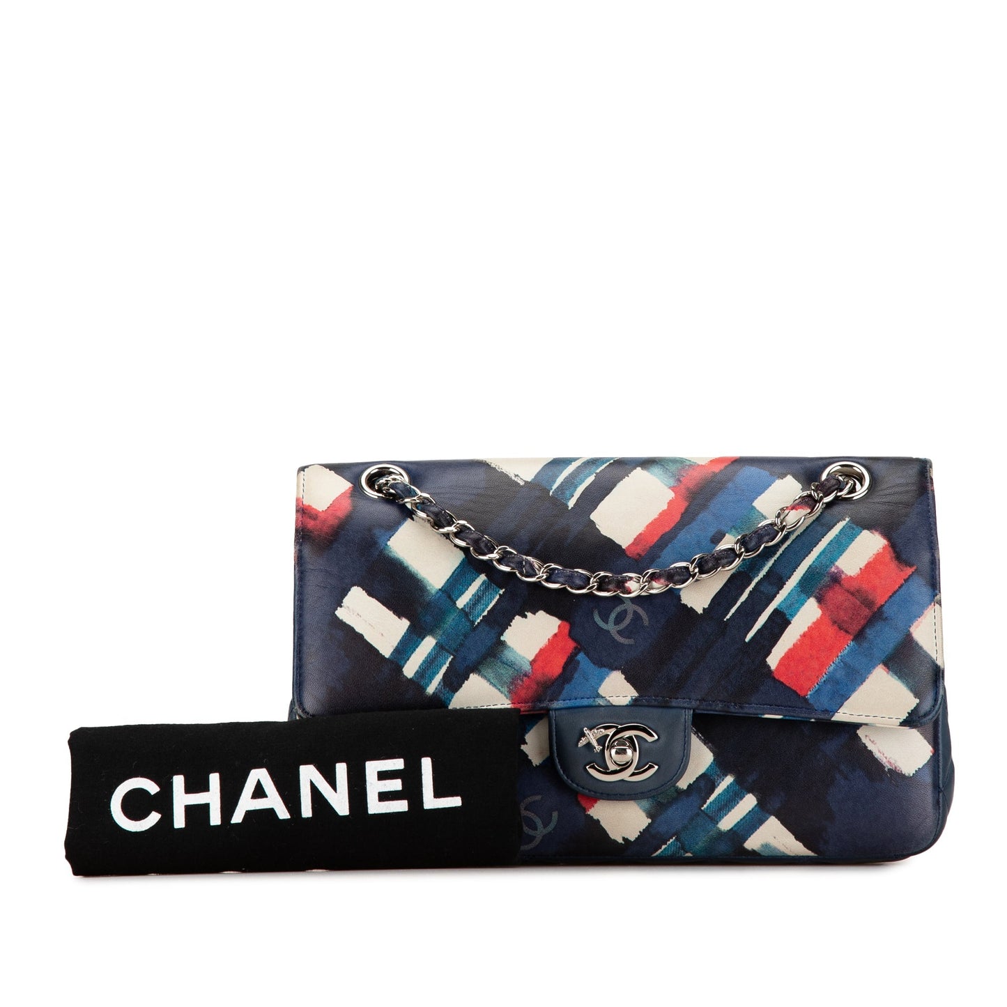 Blue Chanel Medium Classic Lambskin Airlines Double Flap Shoulder Bag