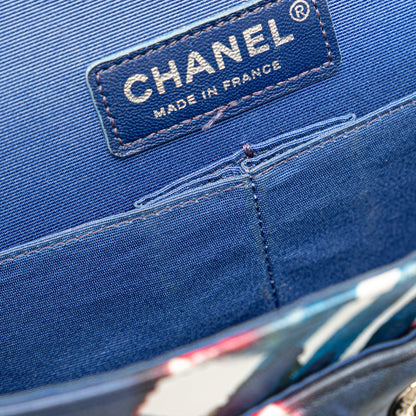 Blue Chanel Medium Classic Lambskin Airlines Double Flap Shoulder Bag