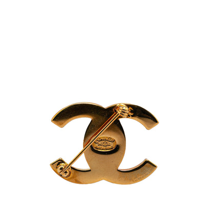 Gold Chanel Gold Plated CC Turn-Lock Brooch