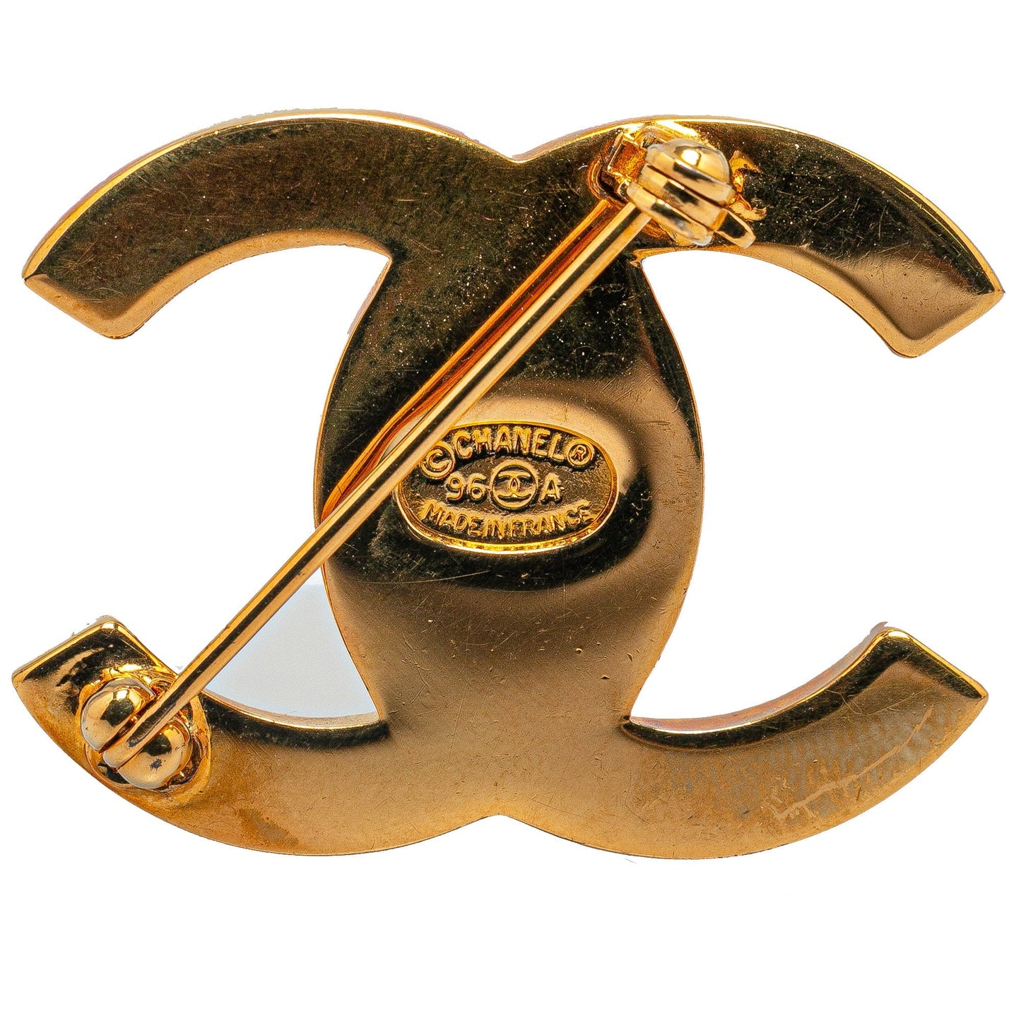 Gold Chanel Gold Plated CC Turn-Lock Brooch