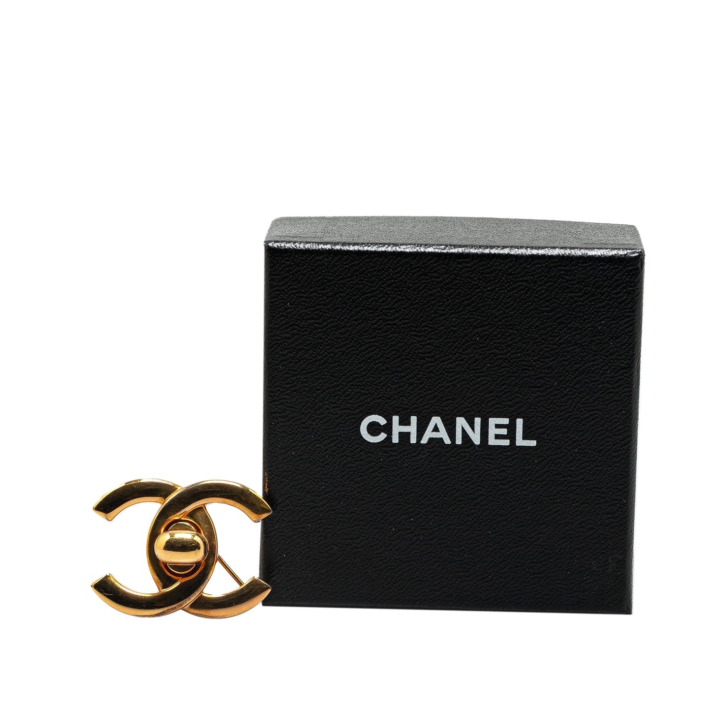 Gold Chanel Gold Plated CC Turn-Lock Brooch
