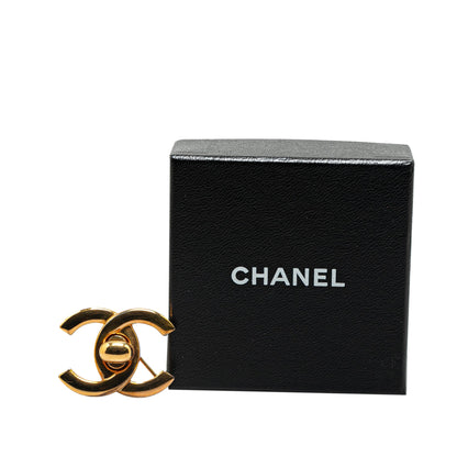 Gold Chanel Gold Plated CC Turn-Lock Brooch