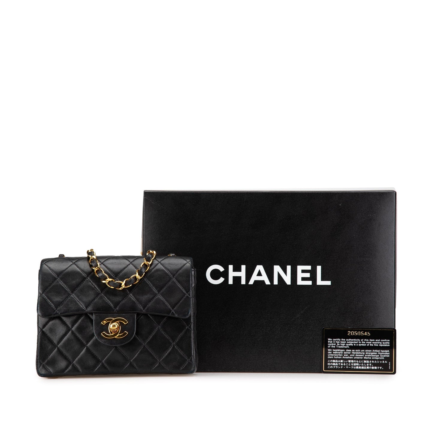 Black Chanel Mini Square Classic Lambskin Single Flap Crossbody Bag