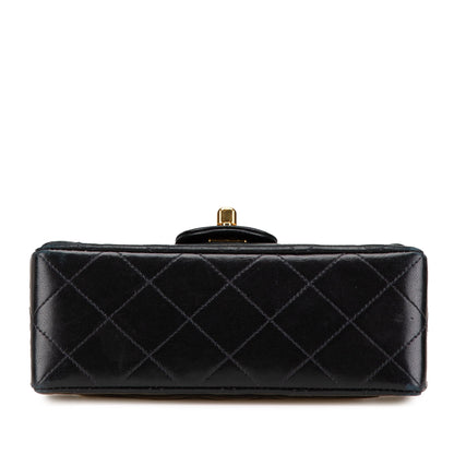 Black Chanel Mini Square Classic Lambskin Single Flap Crossbody Bag