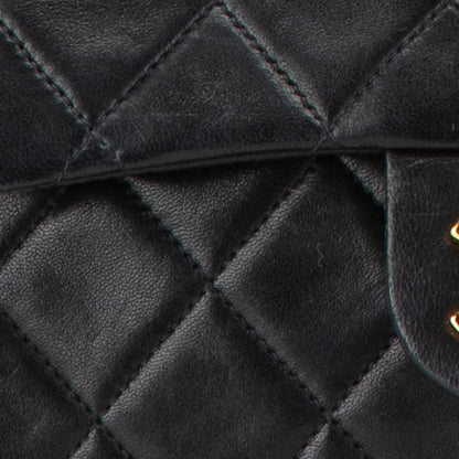 Black Chanel Mini Square Classic Lambskin Single Flap Crossbody Bag