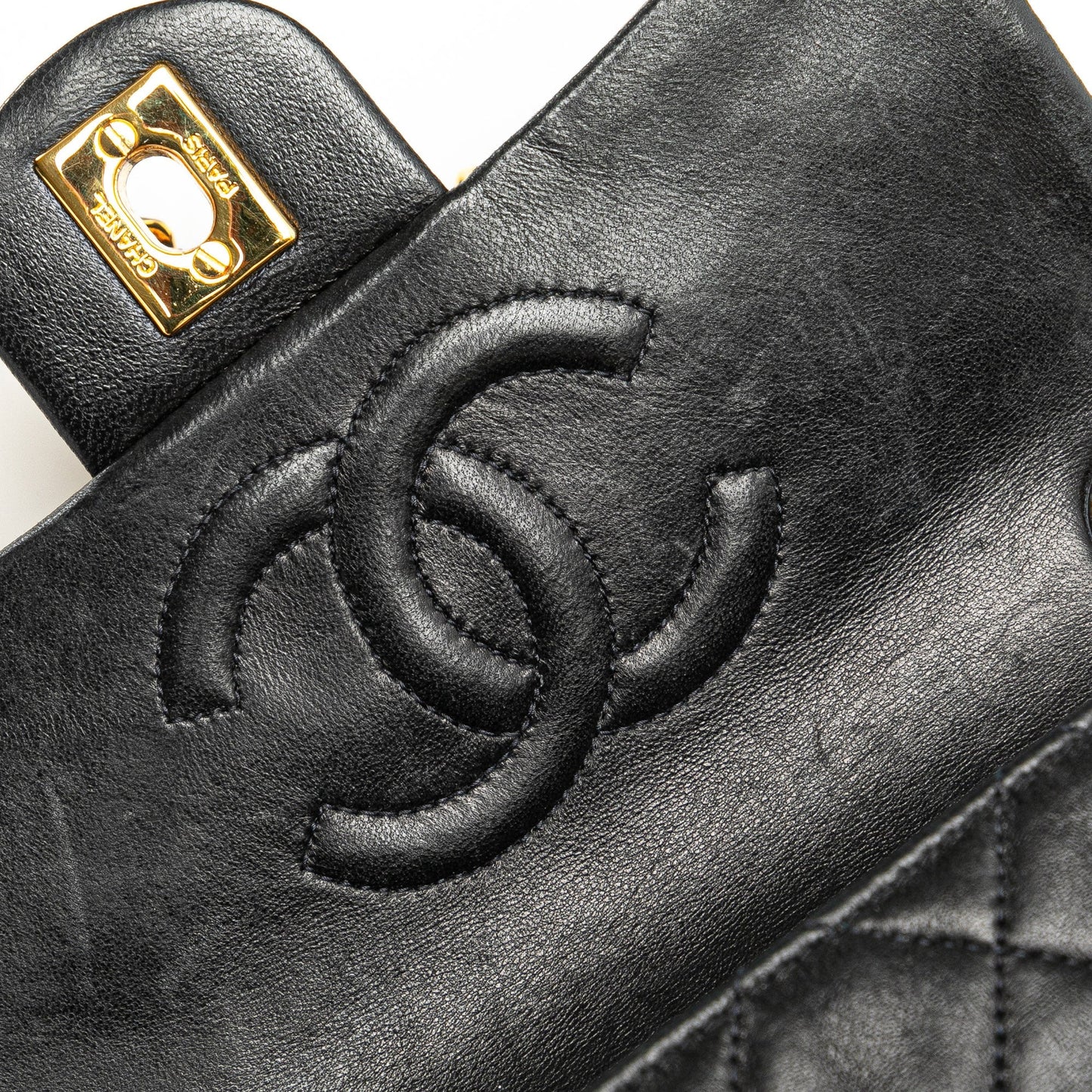 Black Chanel Mini Square Classic Lambskin Single Flap Crossbody Bag