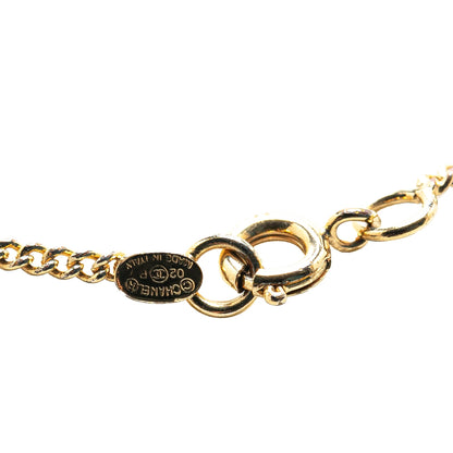 Gold Chanel Gold Plated Rhinestone No.5 Square Necklace