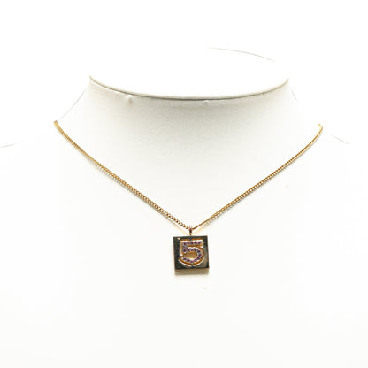 Gold Chanel Gold Plated Rhinestone No.5 Square Necklace