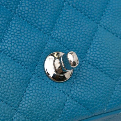 Blue Chanel Mini Rectangular Classic Caviar Single Flap Crossbody Bag