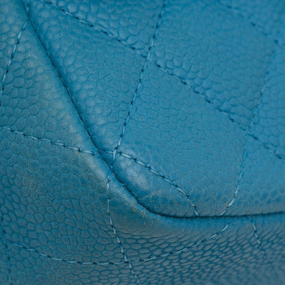Blue Chanel Mini Rectangular Classic Caviar Single Flap Crossbody Bag
