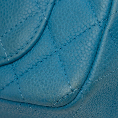 Blue Chanel Mini Rectangular Classic Caviar Single Flap Crossbody Bag