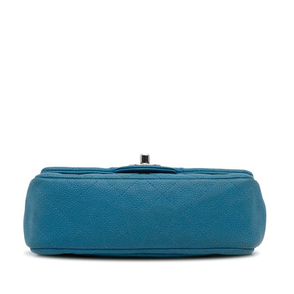 Blue Chanel Mini Rectangular Classic Caviar Single Flap Crossbody Bag