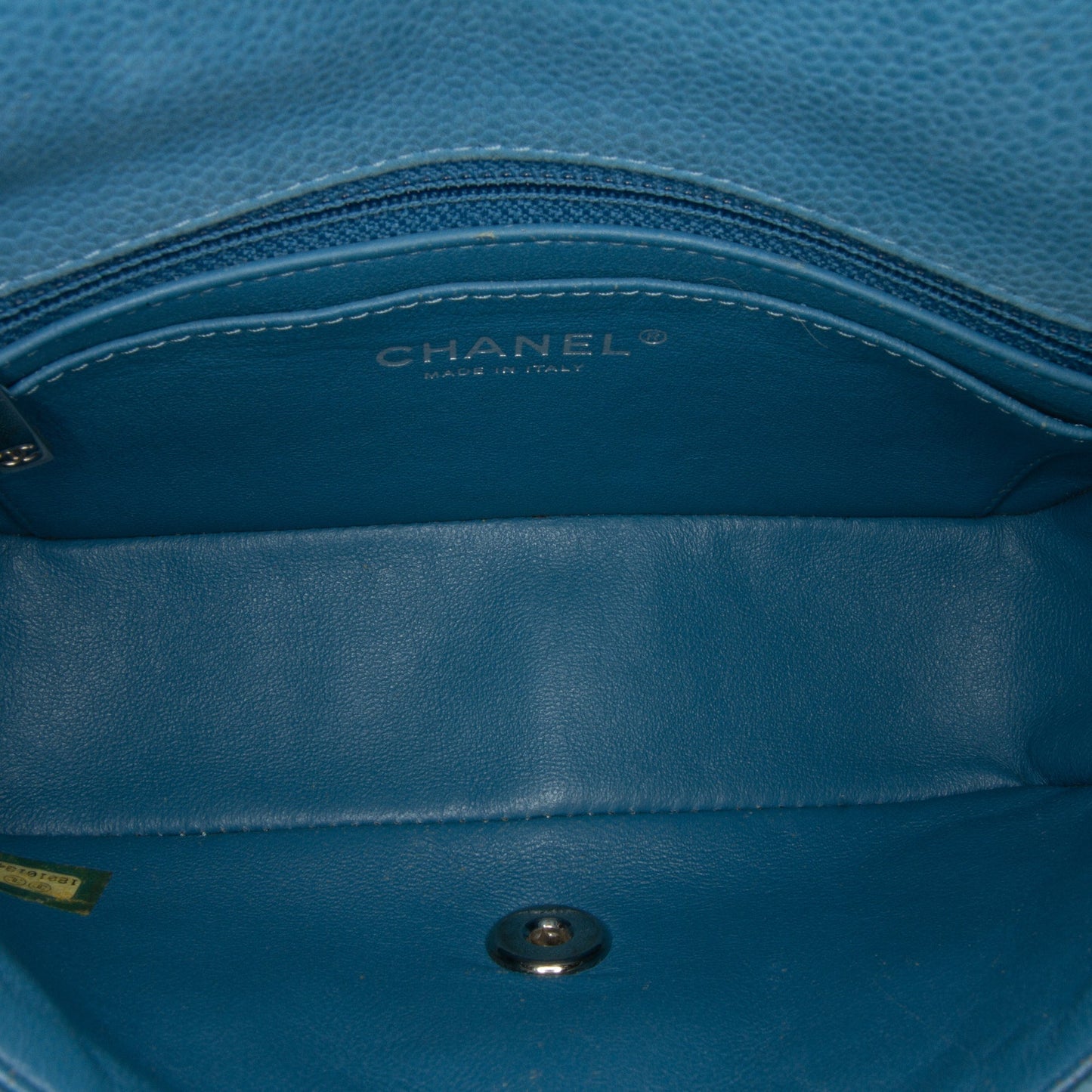 Blue Chanel Mini Rectangular Classic Caviar Single Flap Crossbody Bag