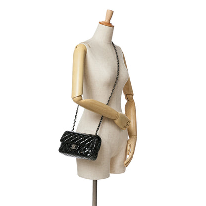 Black Chanel Mini Rectangular Classic Patent Single Flap Crossbody Bag