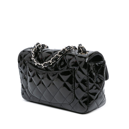 Black Chanel Mini Rectangular Classic Patent Single Flap Crossbody Bag